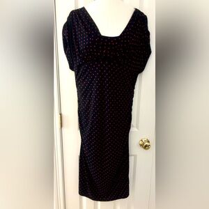 Evan Piccone Dress navy blue red polka dot ruched bodycon 14 event date night